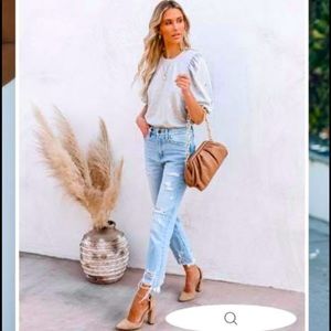 Vici-Statement High Rise Distressed-Naughty Monkey